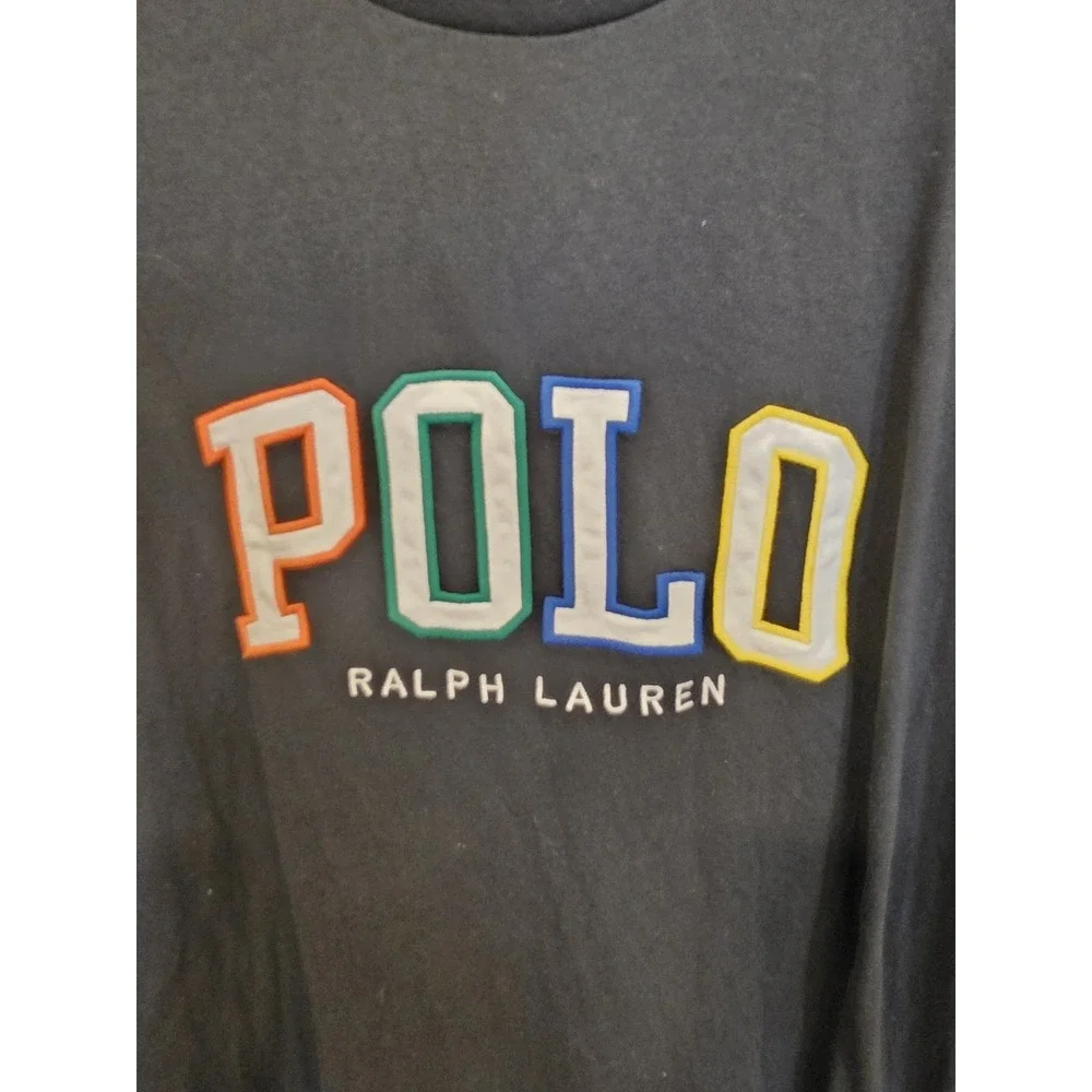 Polo Ralph Lauren Long Sleeve Huge Logo‎ T-Shirt Black 3XLT Embroidered Classic